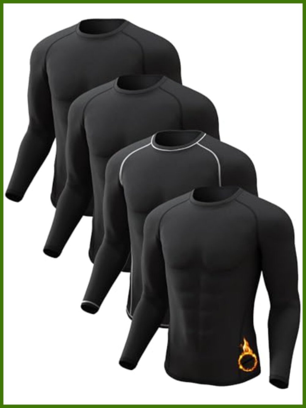 Men's Thermal Compression Shirt Long Sleeve Fleece Lined Base Layer